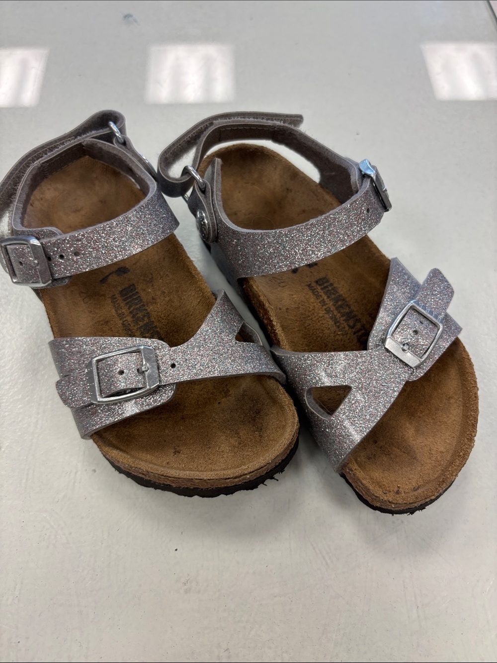 Birkenstock Kids Glittery Silver Sandals
